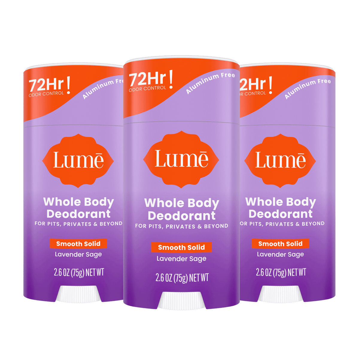 3 purple stick deodorants in the scent Lavender Sage